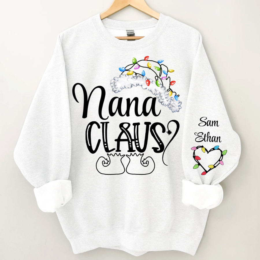 Lofaris Nana Claus Christmas Light Hat Custom Sweatshirt