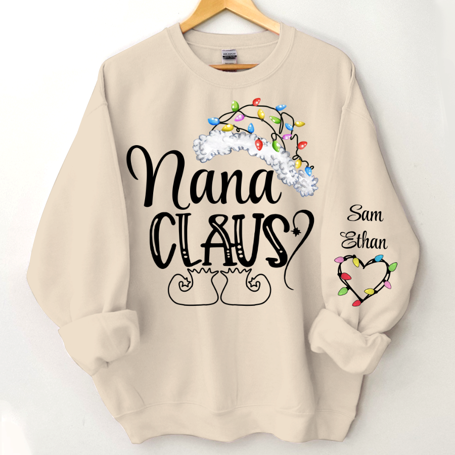 Lofaris Nana Claus Christmas Light Hat Custom Sweatshirt