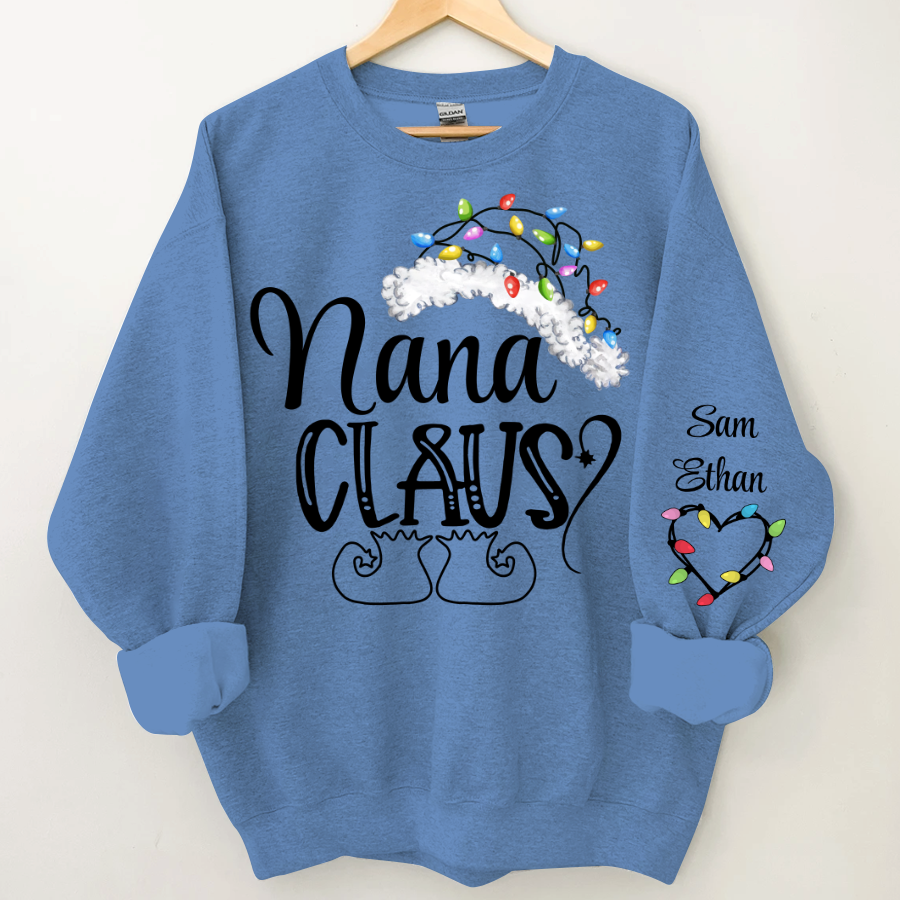 Lofaris Nana Claus Christmas Light Hat Custom Sweatshirt