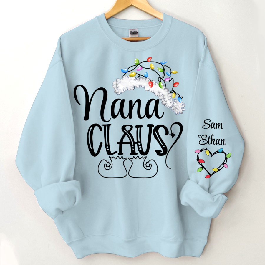 Lofaris Nana Claus Christmas Light Hat Custom Sweatshirt