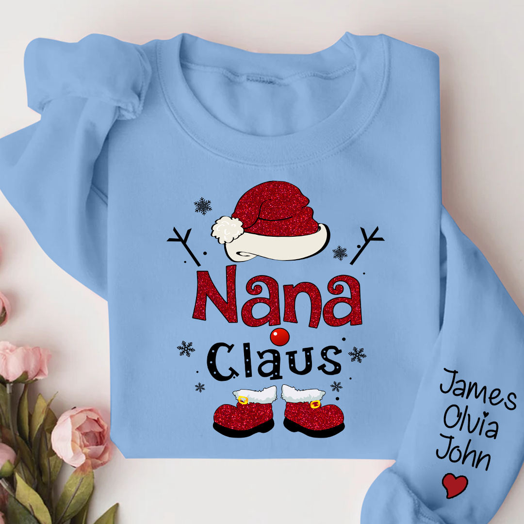Lofaris Nana Claus Glitter Christmas Gift Custom Sweatshirt