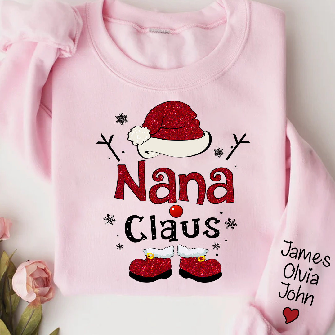 Lofaris Nana Claus Glitter Christmas Gift Custom Sweatshirt