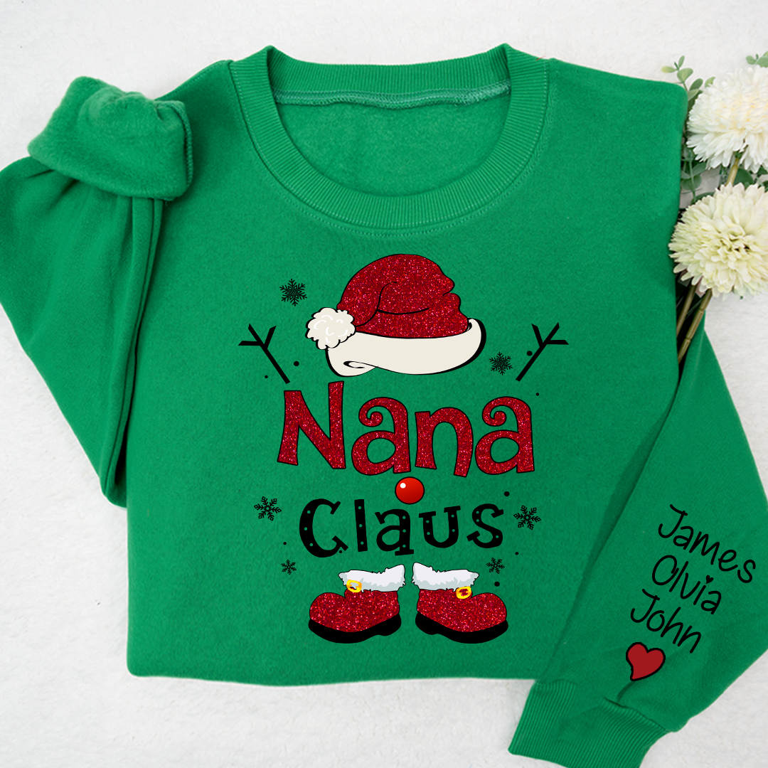 Lofaris Nana Claus Glitter Christmas Gift Custom Sweatshirt