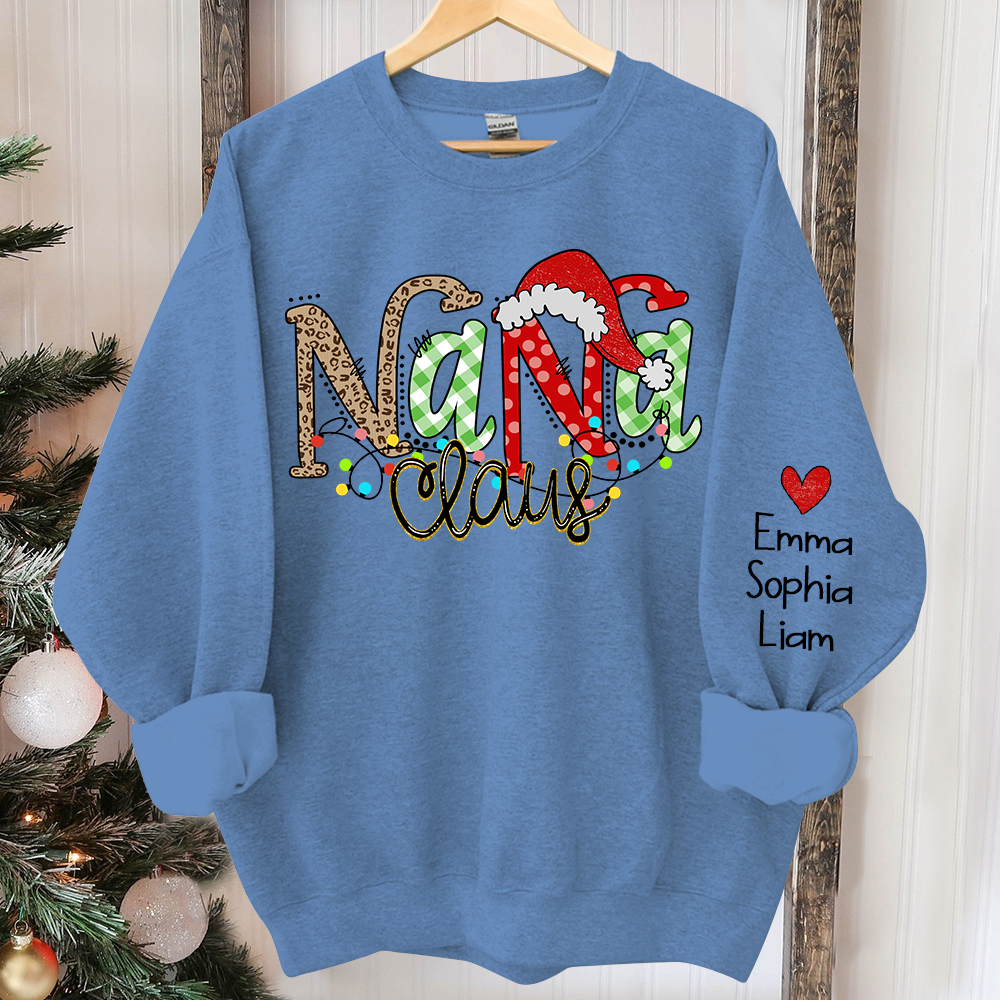 Lofaris Nana Claus Leopard Christmas Custom Name Sweatshirt