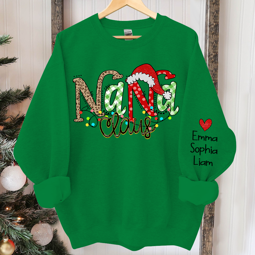 Lofaris Nana Claus Leopard Christmas Custom Name Sweatshirt