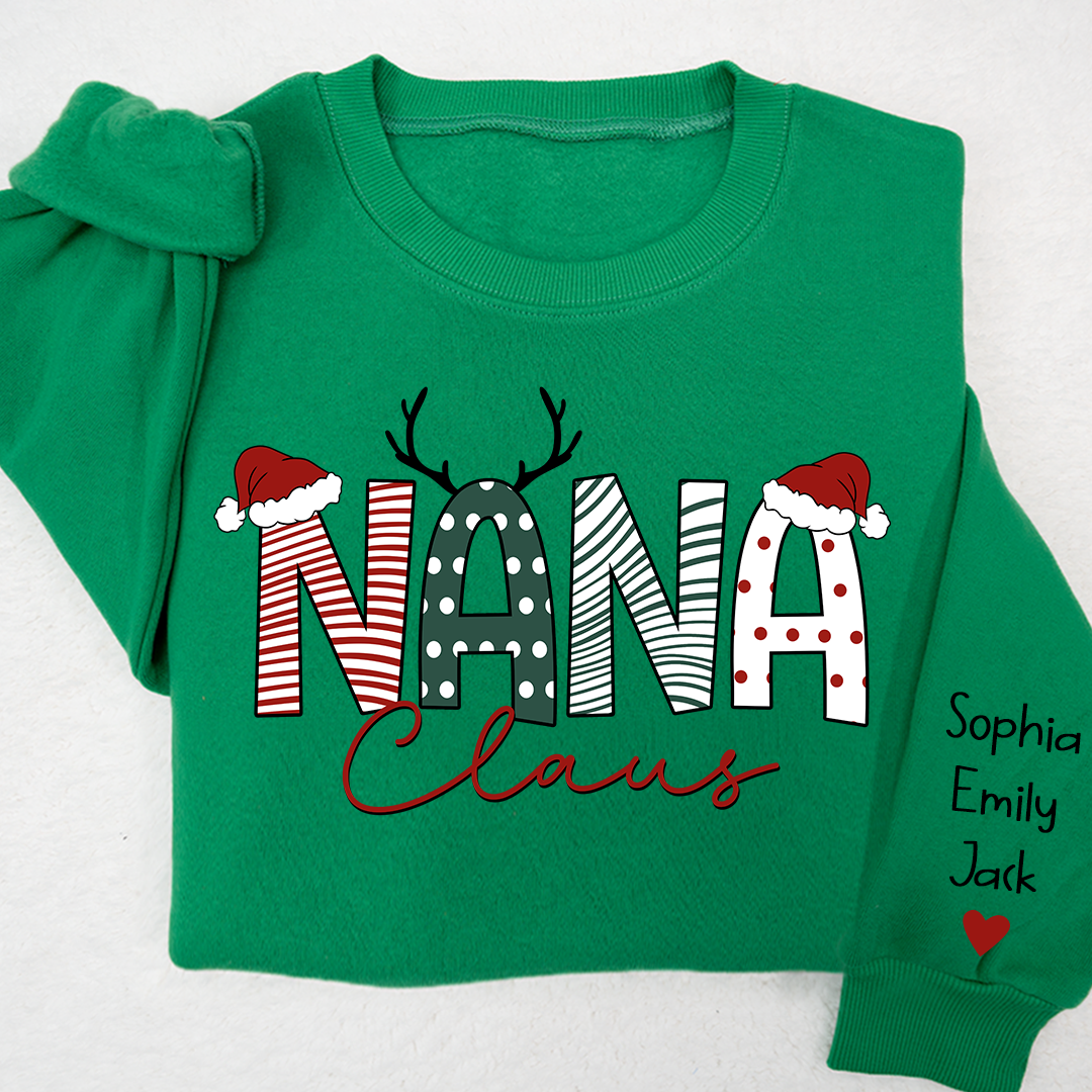 Lofaris Nana Claus Merry Christmas And Grandkids Sweatshirt