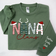 Lofaris Nana Claus Merry Christmas And Grandkids Sweatshirt