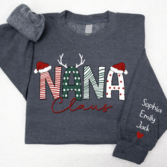 Lofaris Nana Claus Merry Christmas And Grandkids Sweatshirt