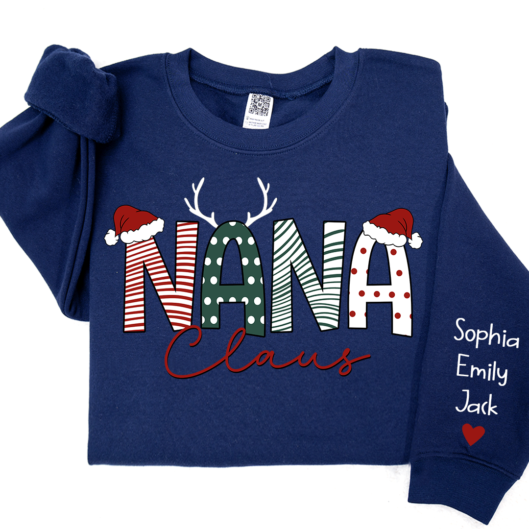 Lofaris Nana Claus Merry Christmas And Grandkids Sweatshirt