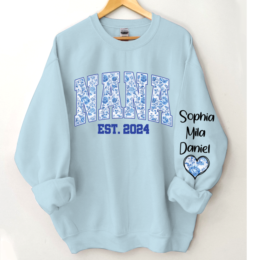 Lofaris Nana Flower Est And Grandkids Custom Sweatshirt