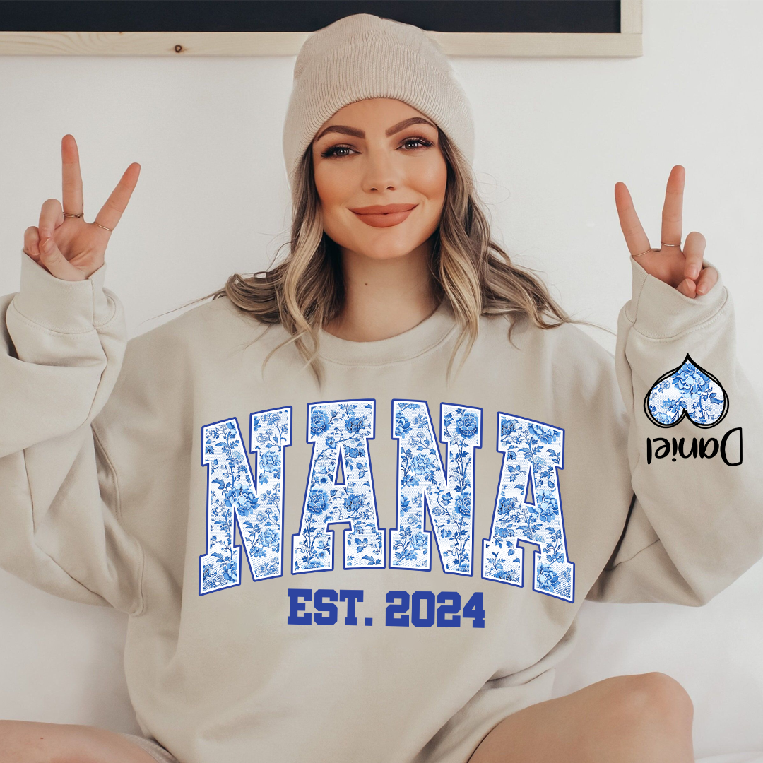 Lofaris Nana Flower Est And Grandkids Custom Sweatshirt