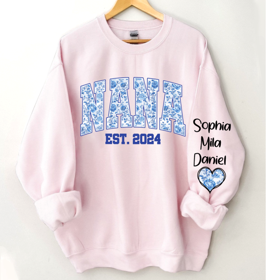 Lofaris Nana Flower Est And Grandkids Custom Sweatshirt