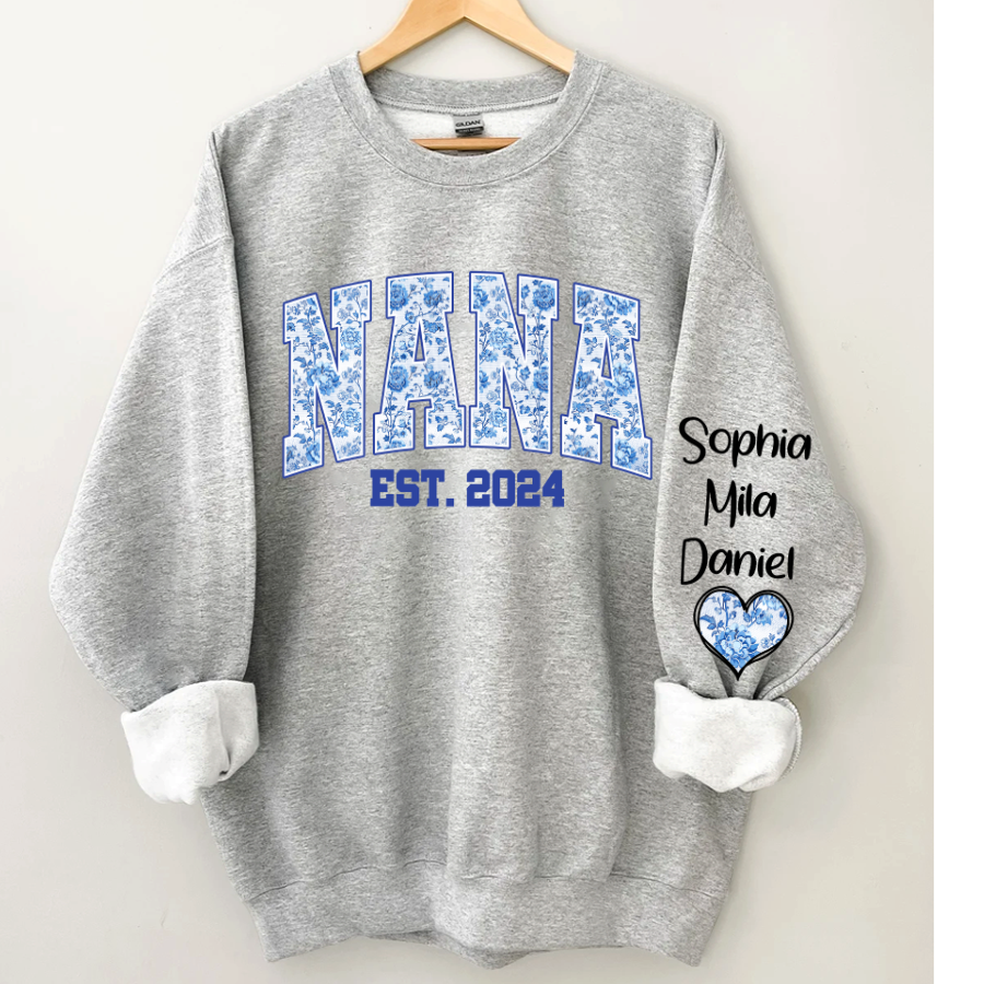 Lofaris Nana Flower Est And Grandkids Custom Sweatshirt