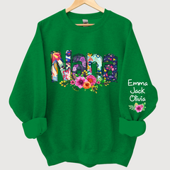 Lofaris Nana Grandma Paint Floral Custom Name Sweatshirt