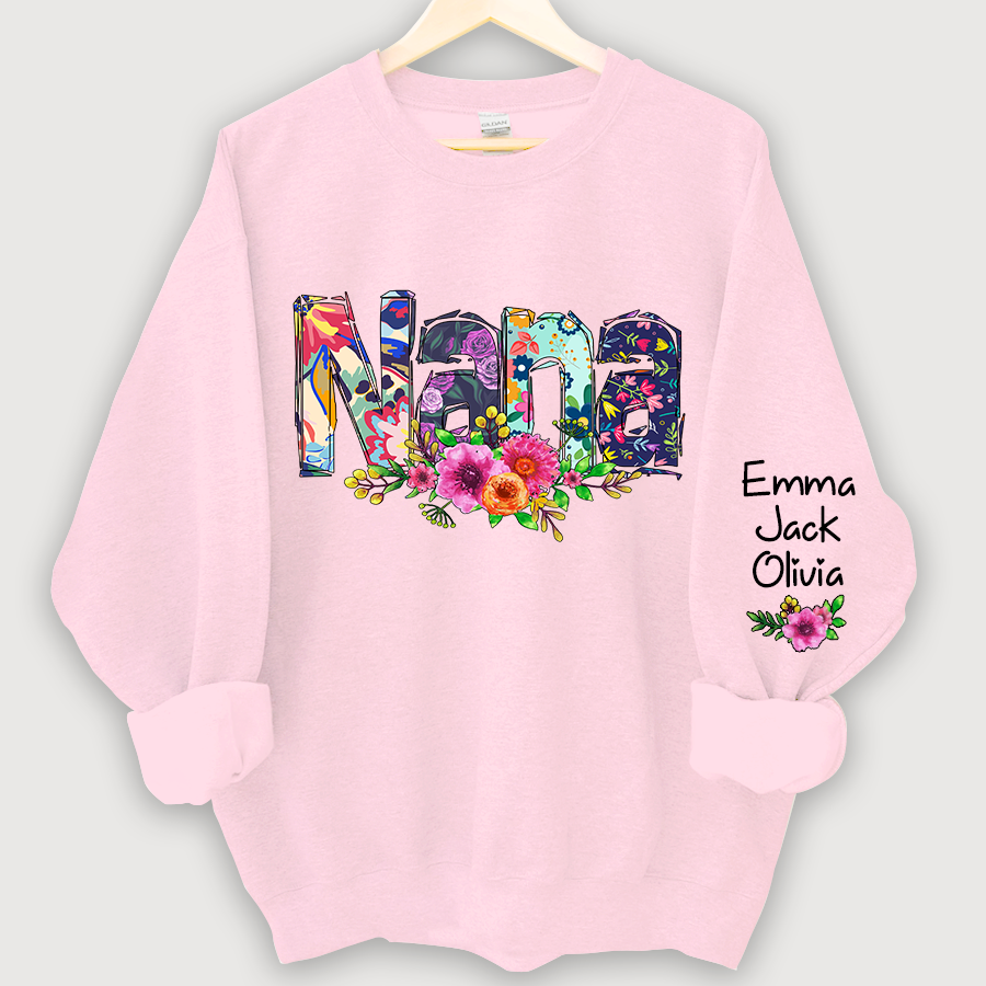 Lofaris Nana Grandma Paint Floral Custom Name Sweatshirt