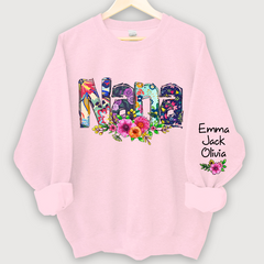 Lofaris Nana Grandma Paint Floral Custom Name Sweatshirt