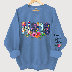 Lofaris Nana Grandma Paint Floral Custom Name Sweatshirt