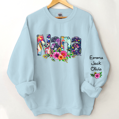 Lofaris Nana Grandma Paint Floral Custom Name Sweatshirt
