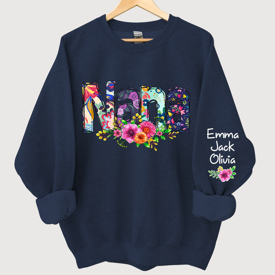 Lofaris Nana Grandma Paint Floral Custom Name Sweatshirt
