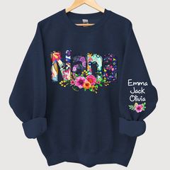 Lofaris Nana Grandma Paint Floral Custom Name Sweatshirt