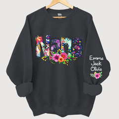 Lofaris Nana Grandma Paint Floral Custom Name Sweatshirt