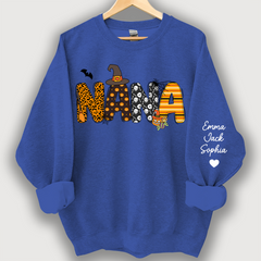 Lofaris Personalized Halloween Nana Pumpkin Doodle Letters Design And Grandkids Sweatshirt