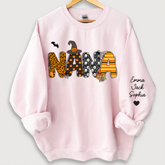 Lofaris Personalized Halloween Nana Pumpkin Doodle Letters Design And Grandkids Sweatshirt