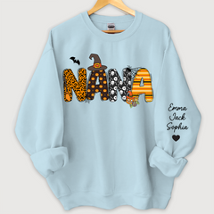 Lofaris Personalized Halloween Nana Pumpkin Doodle Letters Design And Grandkids Sweatshirt