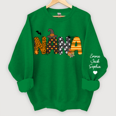 Lofaris Personalized Halloween Nana Pumpkin Doodle Letters Design And Grandkids Sweatshirt