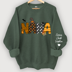 Lofaris Personalized Halloween Nana Pumpkin Doodle Letters Design And Grandkids Sweatshirt