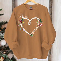 Lofaris Nana Heart Christmas And Grandkids Custom Sweatshirt