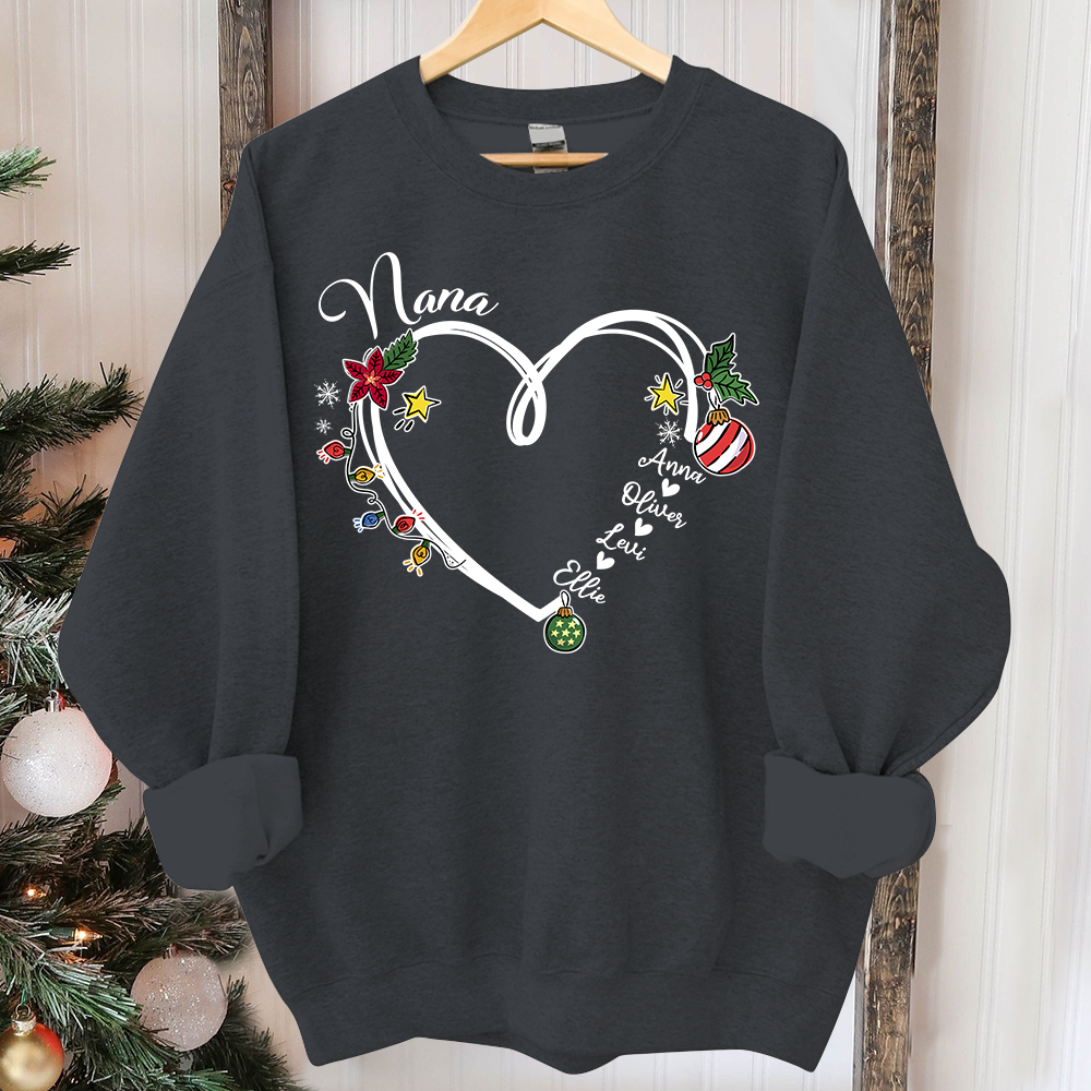 Lofaris Nana Heart Christmas And Grandkids Custom Sweatshirt