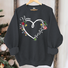 Lofaris Nana Heart Christmas And Grandkids Custom Sweatshirt