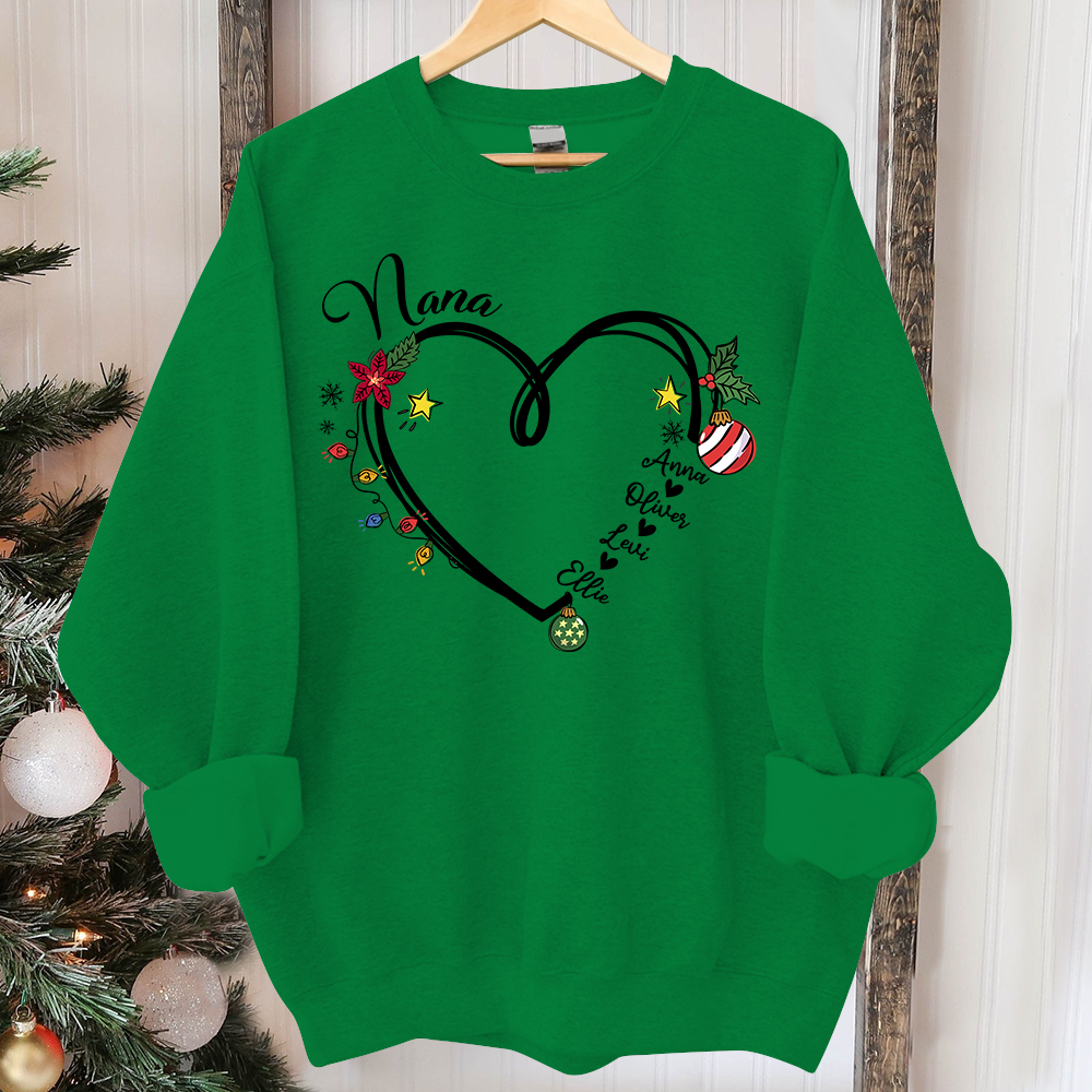 Lofaris Nana Heart Christmas And Grandkids Custom Sweatshirt