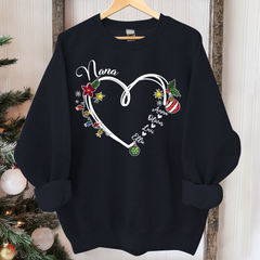 Lofaris Nana Heart Christmas And Grandkids Custom Sweatshirt