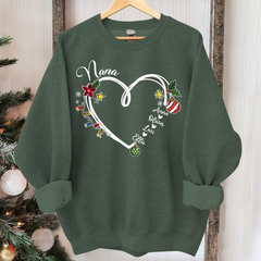 Lofaris Nana Heart Christmas And Grandkids Custom Sweatshirt