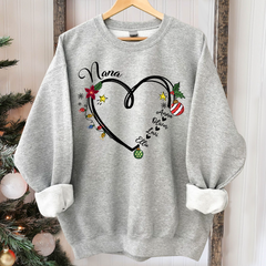 Lofaris Nana Heart Christmas And Grandkids Custom Sweatshirt