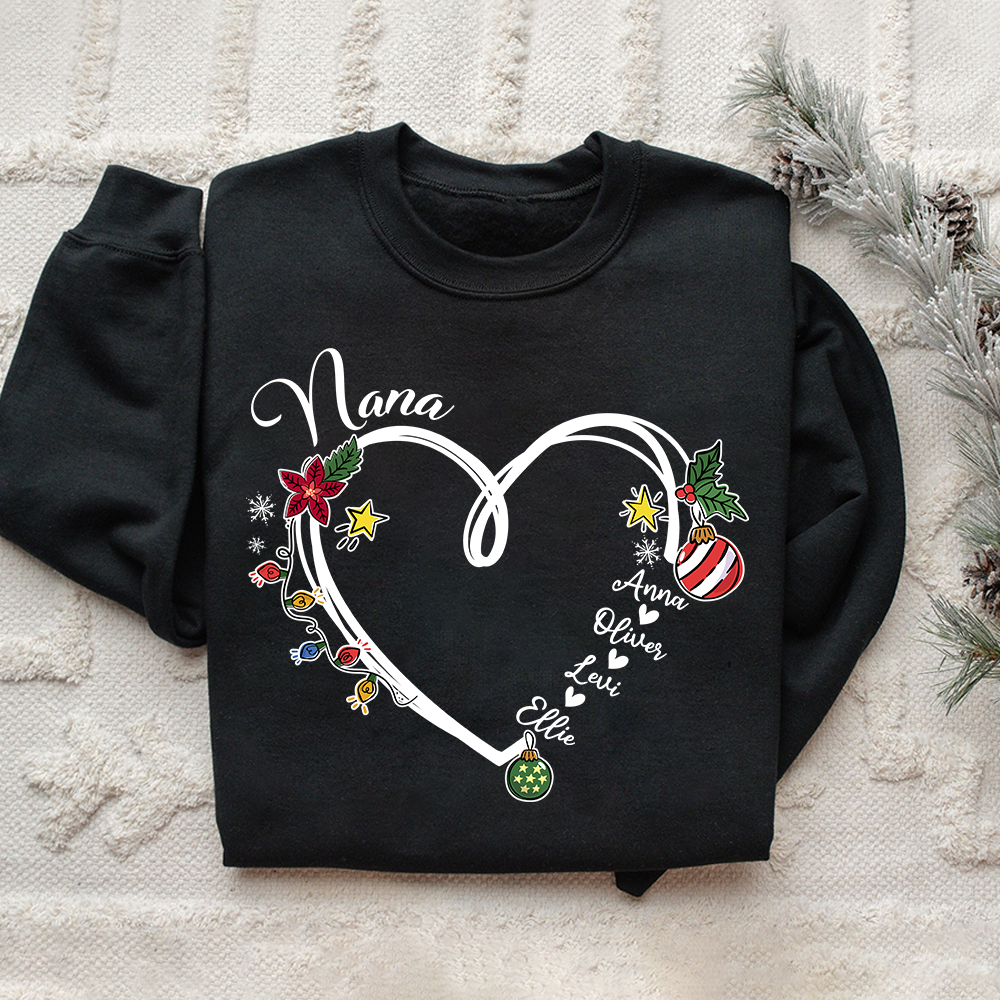 Lofaris Nana Heart Christmas And Grandkids Custom Sweatshirt