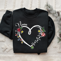 Lofaris Nana Heart Christmas And Grandkids Custom Sweatshirt