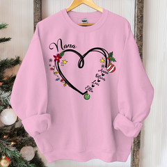 Lofaris Nana Heart Christmas And Grandkids Custom Sweatshirt