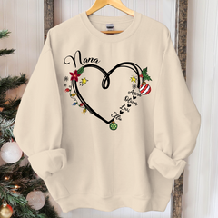 Lofaris Nana Heart Christmas And Grandkids Custom Sweatshirt