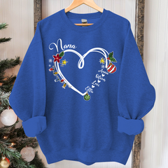 Lofaris Nana Heart Christmas And Grandkids Custom Sweatshirt