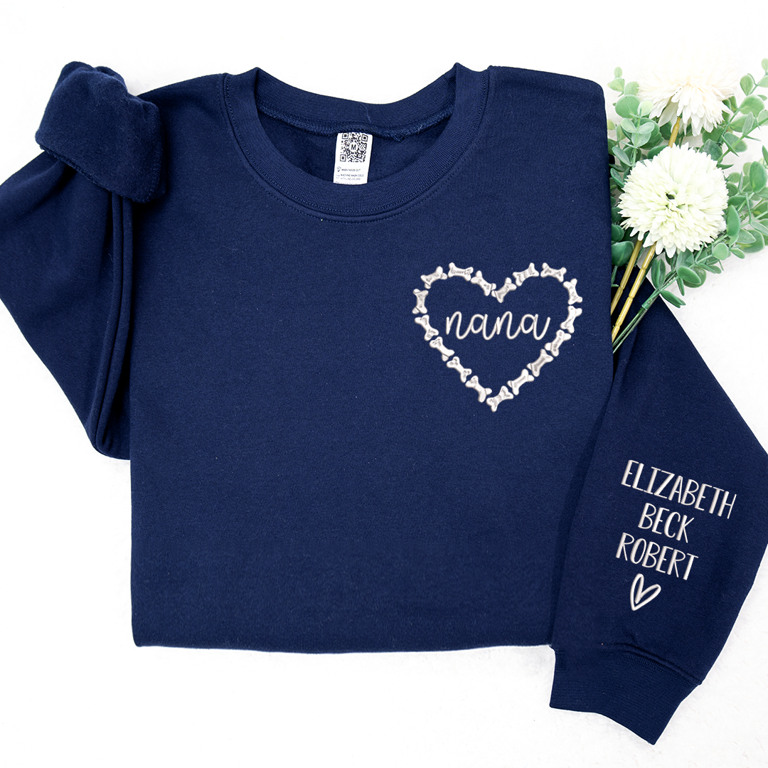 Lofaris Nana Heart Embroidered Kids Name Custom Sweatshirt
