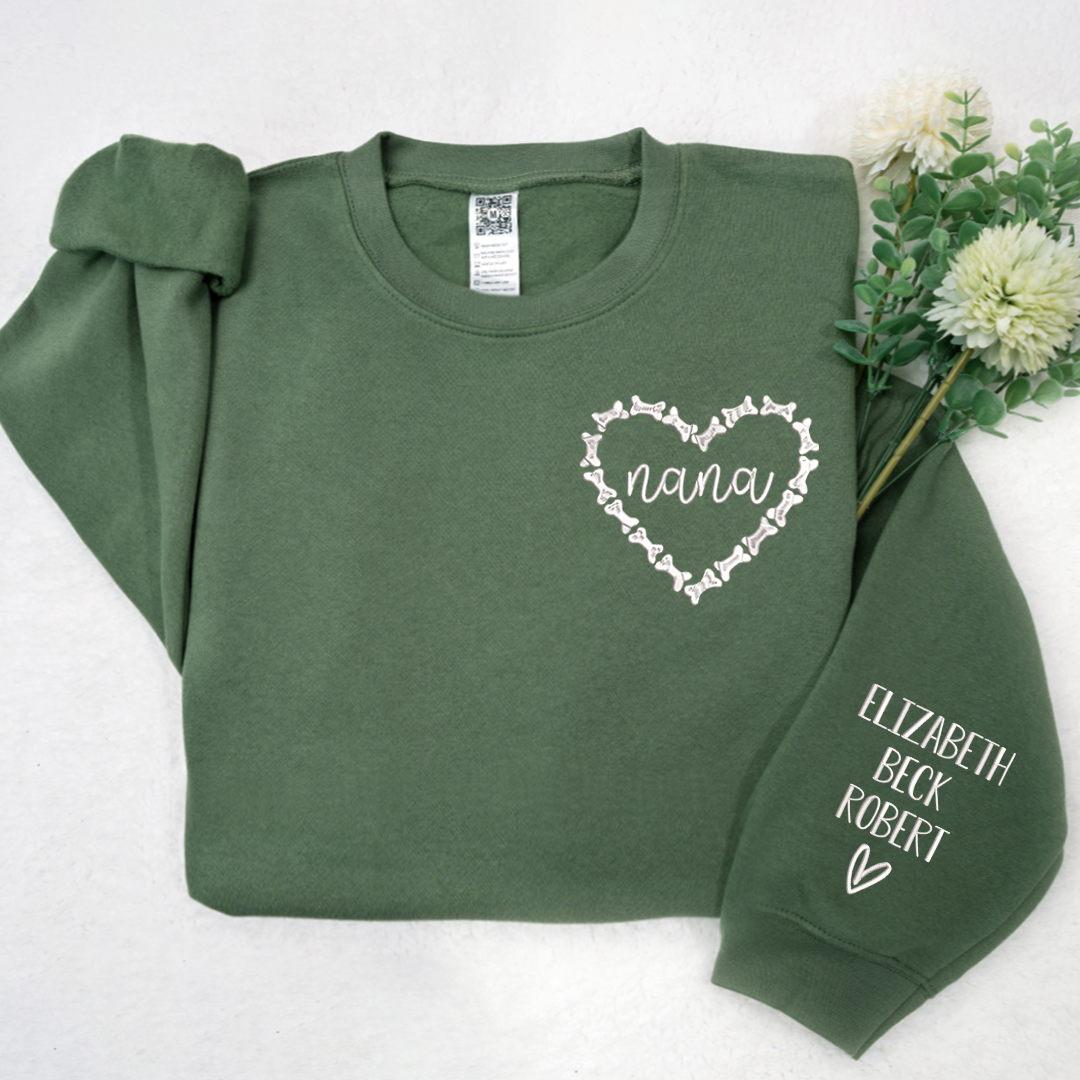 Lofaris Nana Heart Embroidered Kids Name Custom Sweatshirt