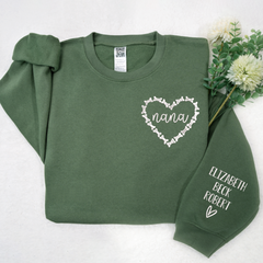 Lofaris Nana Heart Embroidered Kids Name Custom Sweatshirt