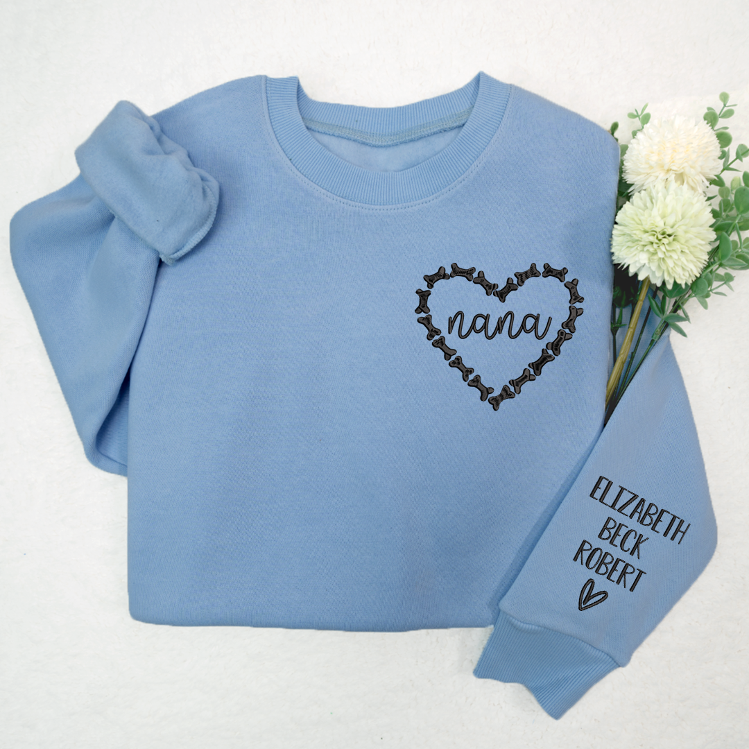 Lofaris Nana Heart Embroidered Kids Name Custom Sweatshirt