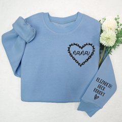 Lofaris Nana Heart Embroidered Kids Name Custom Sweatshirt