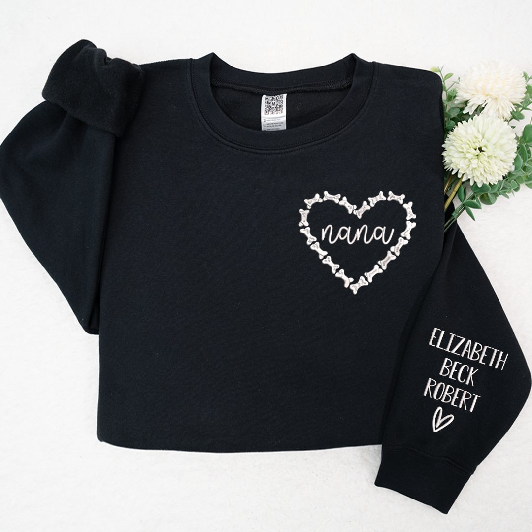 Lofaris Nana Heart Embroidered Kids Name Custom Sweatshirt