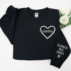 Lofaris Nana Heart Embroidered Kids Name Custom Sweatshirt