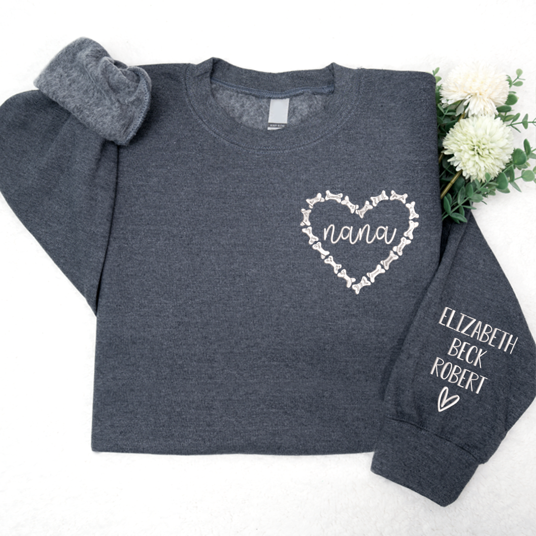 Lofaris Nana Heart Embroidered Kids Name Custom Sweatshirt